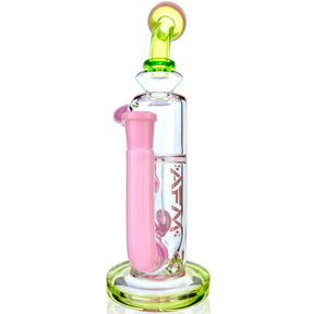 10" AFM Glass Bilbao Dab Rig in Purple/Lime with Recycler Design - Front View