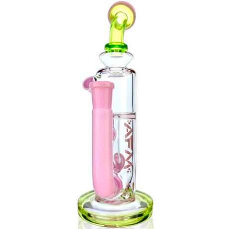 10" AFM Glass Bilbao Dab Rig in Purple/Lime with Recycler Design - Front View