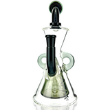 10" AFM Glass Hour Glass Black Recycler Dab Rig with Showerhead Perc, Bent Neck, and Color Accents