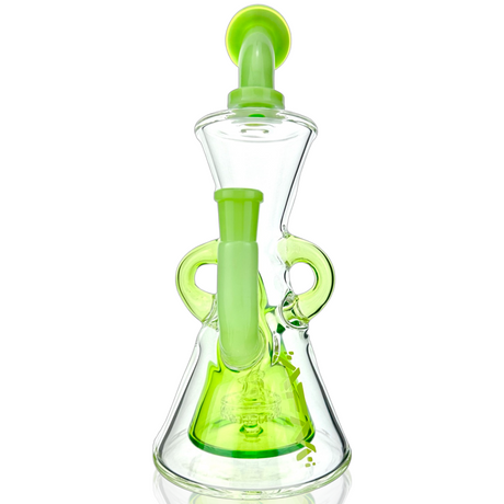 AFM Glass 10" Lime Hourglass Recycler Dab Rig with Showerhead Perc, Front View