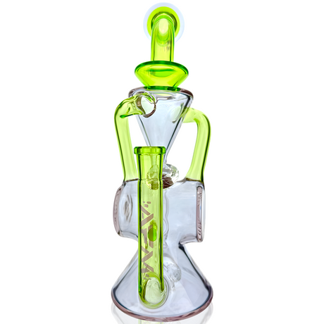 AFM Glass 10" Barrel Blaster Dab Rig with Purple/Lime Colored Glass, Bent Neck & Showerhead Perc