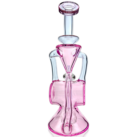 AFM Glass 10" Barrel Blaster Recycler Dab Rig in Pink/Purple with Bent Neck and Showerhead Perc