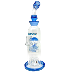 12" AFM Glass Big Swiss Perc Straight Dab Rig in Ink Blue with Showerhead Perc, Front View