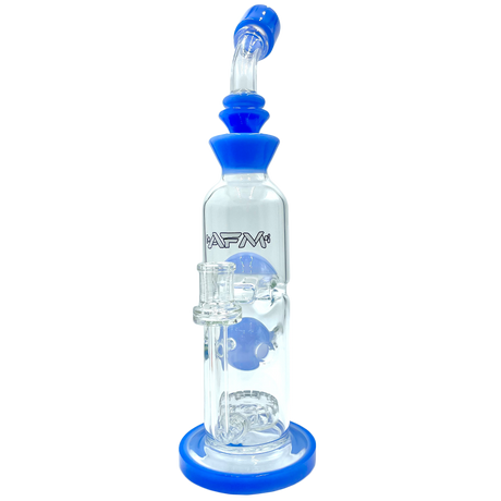 AFM Glass 12" Big Swiss Perc Straight Dab Rig in Jade Blue with Bent Neck and Showerhead Perc