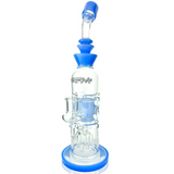 AFM Glass 12" Aurora Quad Showerhead Dab Rig in Jade Blue with Bent Neck Design