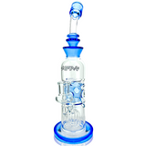 12" AFM Glass Aurora Quad Showerhead Dab Rig in Ink Blue with Bent Neck Design