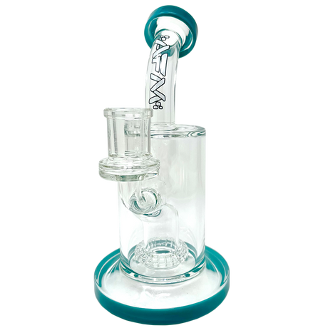 8" AFM Wave UFO Perc Glass Dab Rig with Bent Neck and Showerhead Perc, Front View