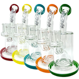 Assortment of 8" AFM Wave UFO Perc Glass Dab Rigs with Bent Neck and Color Accents