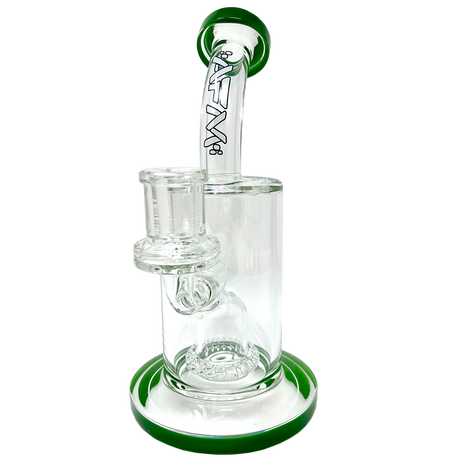 8" AFM Wave UFO Perc Glass Dab Rig with Bent Neck and Showerhead Perc, Front View