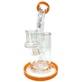 8" AFM Wave UFO Perc Glass Dab Rig with Bent Neck and Orange Accents - Front View