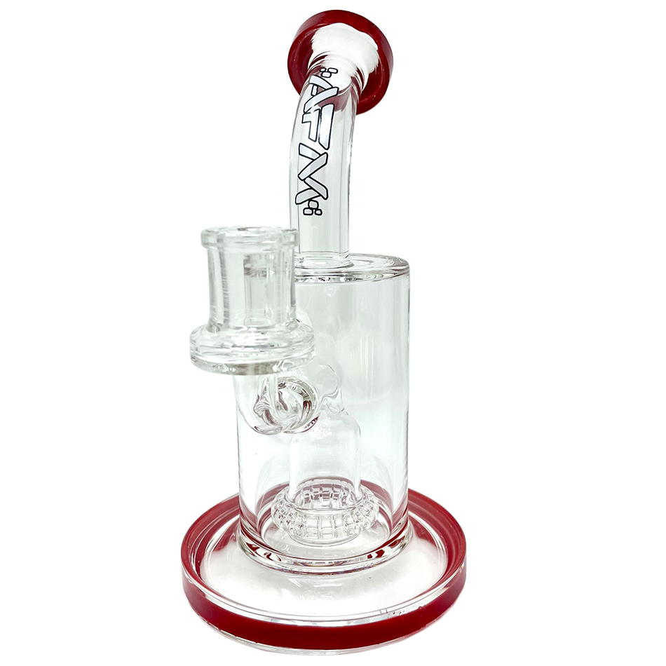 8" AFM Glass Dab Rig with Wave UFO Perc and Bent Neck on White Background