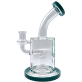 8" AFM Wave UFO Perc Glass Dab Rig with Bent Neck and Showerhead Perc, Front View