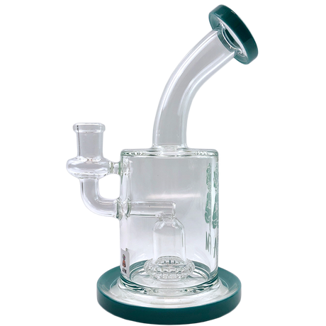 8" AFM Wave UFO Perc Glass Dab Rig with Bent Neck and Showerhead Perc, Front View