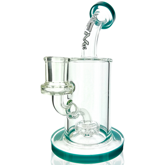 AFM 7.5" Mayflower Shower Head Glass Dab Rig with Bent Neck and Colored Accents