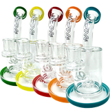 AFM 7.5" Mayflower Shower Head Dab Rigs in various colors with bent necks and clear glass