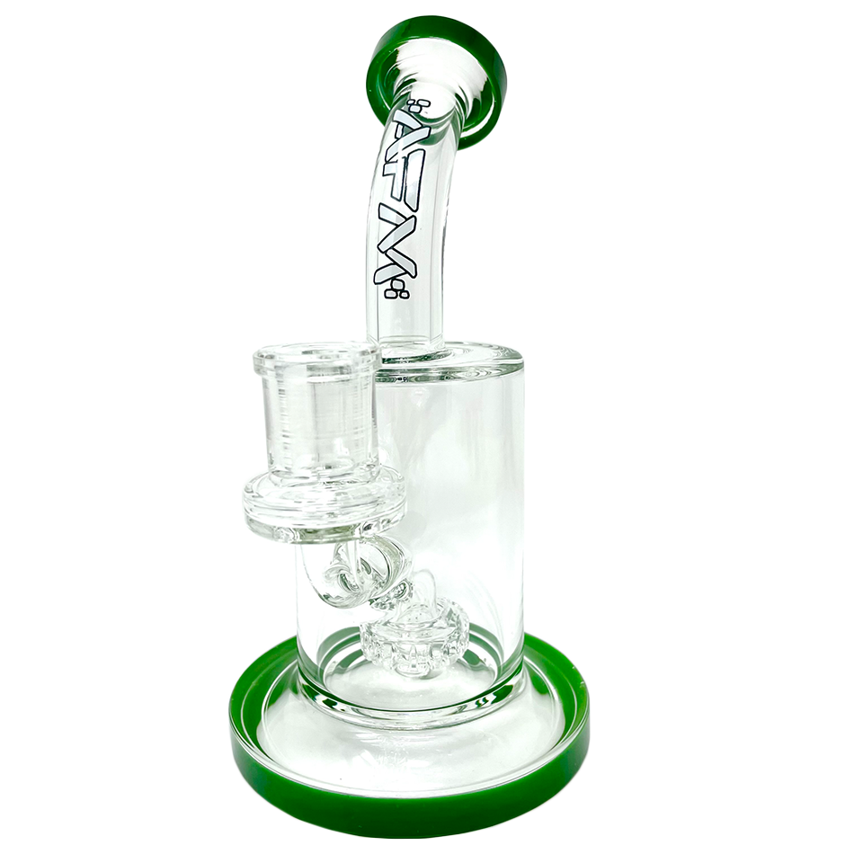 AFM 7.5" Mayflower Shower Head Glass Dab Rig with Bent Neck and Colored Accents