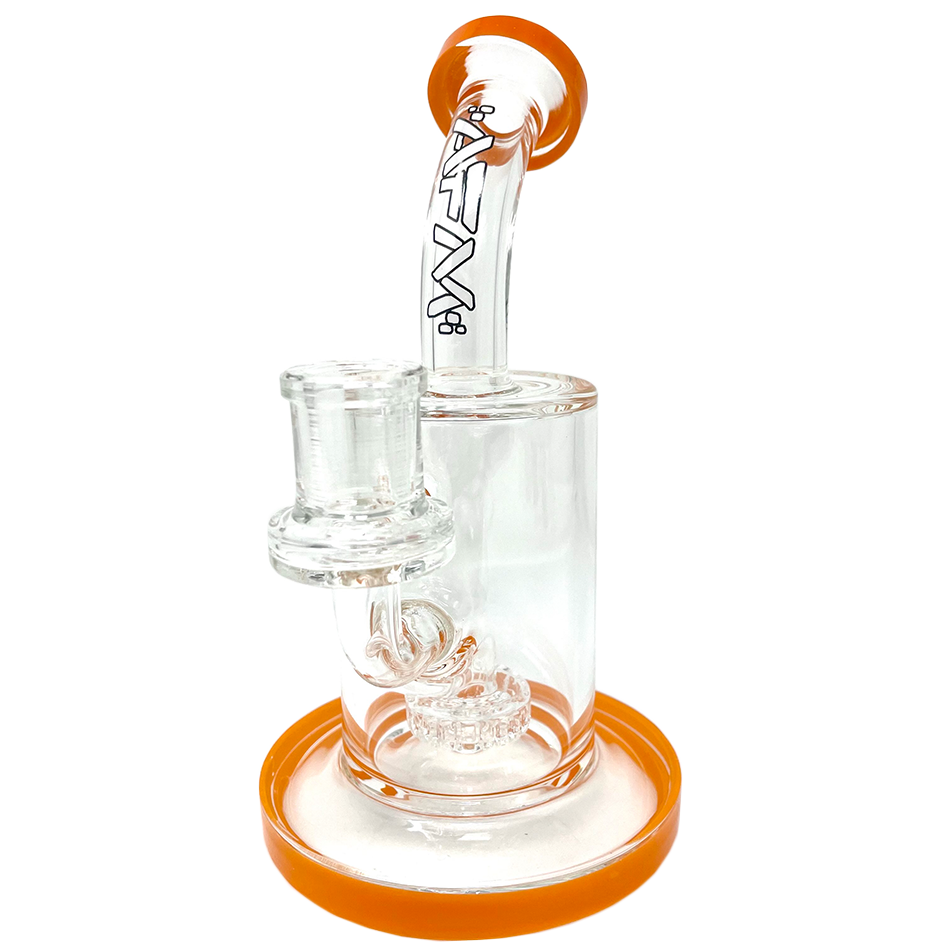 AFM 7.5" Mayflower Shower Head Dab Rig with Bent Neck and Orange Accents