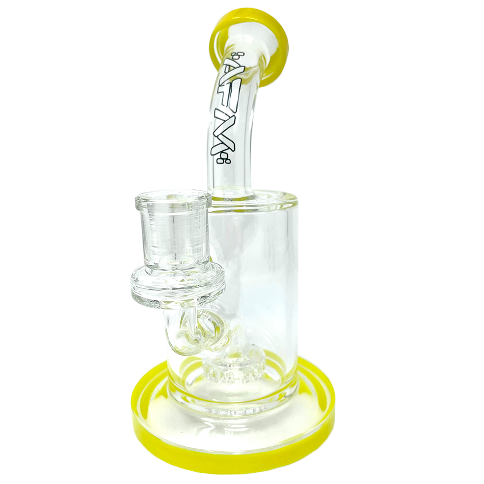 7.5" AFM Mayflower Shower Head Dab Rig with Bent Neck and Colored Accents, Front View