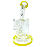 7.5" AFM Mayflower Shower Head Dab Rig with Bent Neck and Colored Accents, Front View