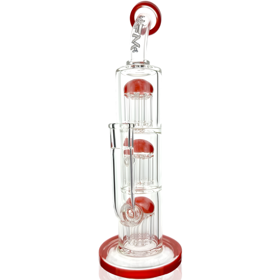 AFM Glass 11.5" Triple Arm Perc Dab Rig with Quartz Banger & Carb Cap, Front View