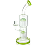 AFM Glass 12" Double Arm Tree Perc Rig with Bent Neck and Showerhead Perc, Front View