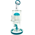 9" AFM Groovy Tree Arm Perc Dab Rig with blue accents and clear borosilicate glass, front view