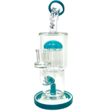 9" AFM Groovy Tree Arm Perc Dab Rig with blue accents and clear borosilicate glass, front view