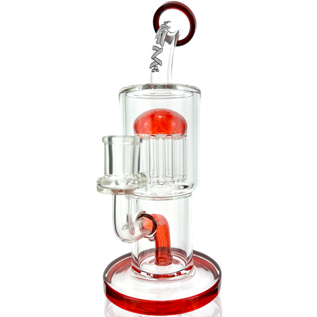 9" AFM Groovy Tree Arm Perc Dab Rig with Bent Neck and Showerhead Perc, Front View