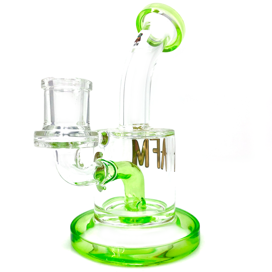 AFM 6.5" Killer Colored Glass Mini Dab Rig with Bent Neck and 14mm Female Joint - Front View