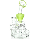 AFM Little Killer Clear Glass Mini Dab Rig with Color Accents and Bent Neck - Front View