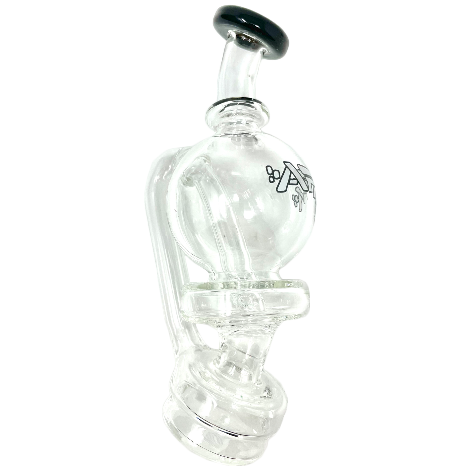 AFM 6" Puffco Peak Ball Attachment in Borosilicate Glass with Bent Neck, Side View