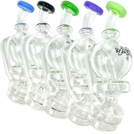 AFM Puffco Peak Ball Attachments with Bent Neck in Borosilicate, 14mm, Colored Glass Tops
