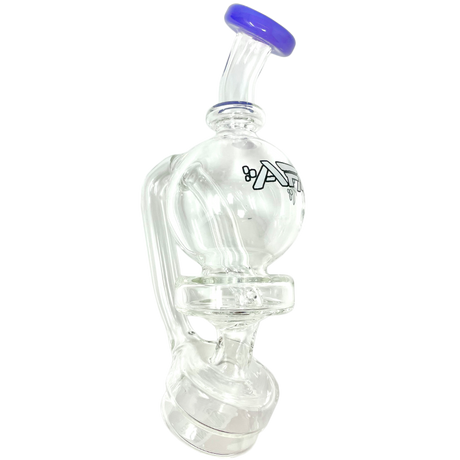 6" AFM Puffco Peak Ball Attachment with Bent Neck and Colored Glass Top, Side View