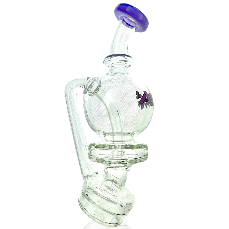 AFM Puffco Peak 6" Ball Attachment with Bent Neck and Colored Glass Accent - Front View