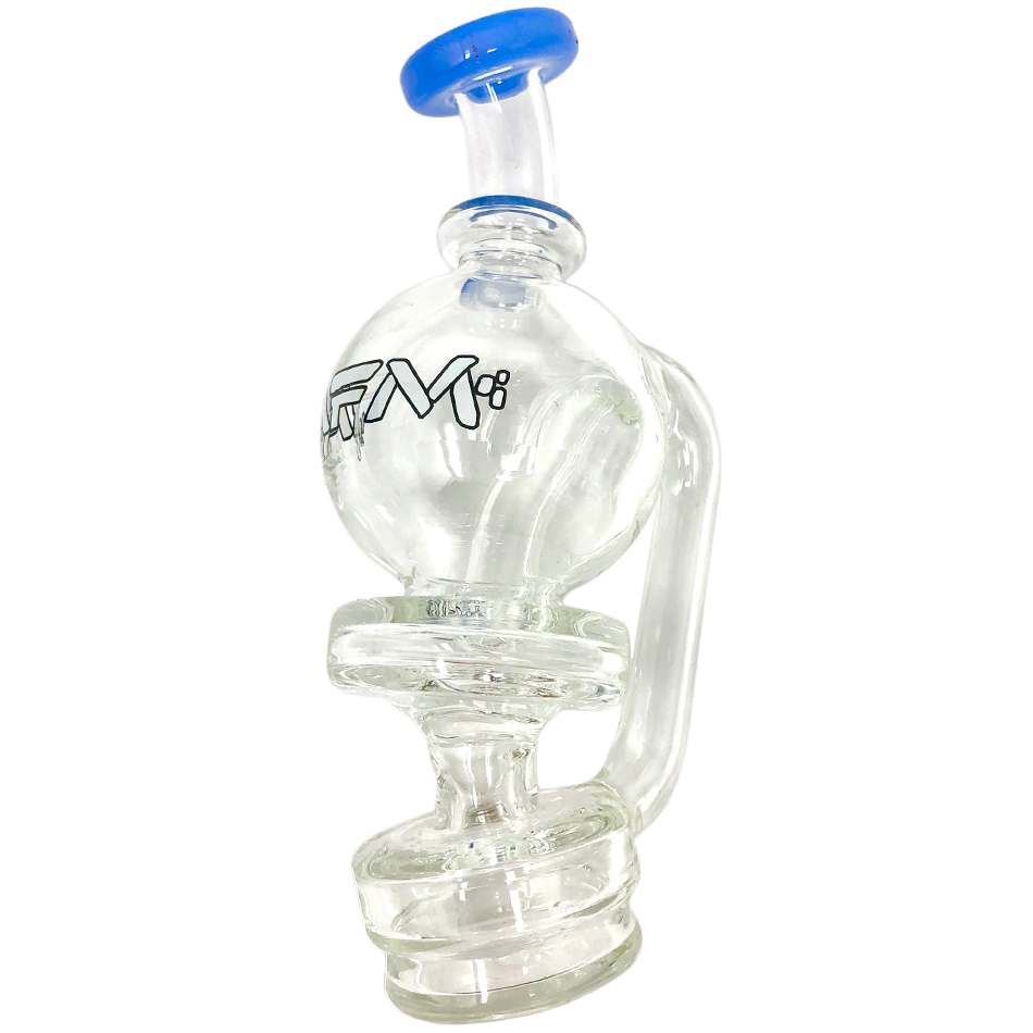 6" AFM Puffco Peak Ball Attachment with Bent Neck and Blue Accents - Front View