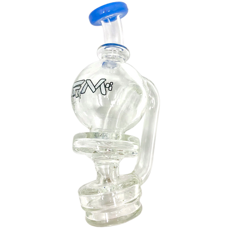 6" AFM Puffco Peak Ball Attachment with Bent Neck and Blue Accents - Front View