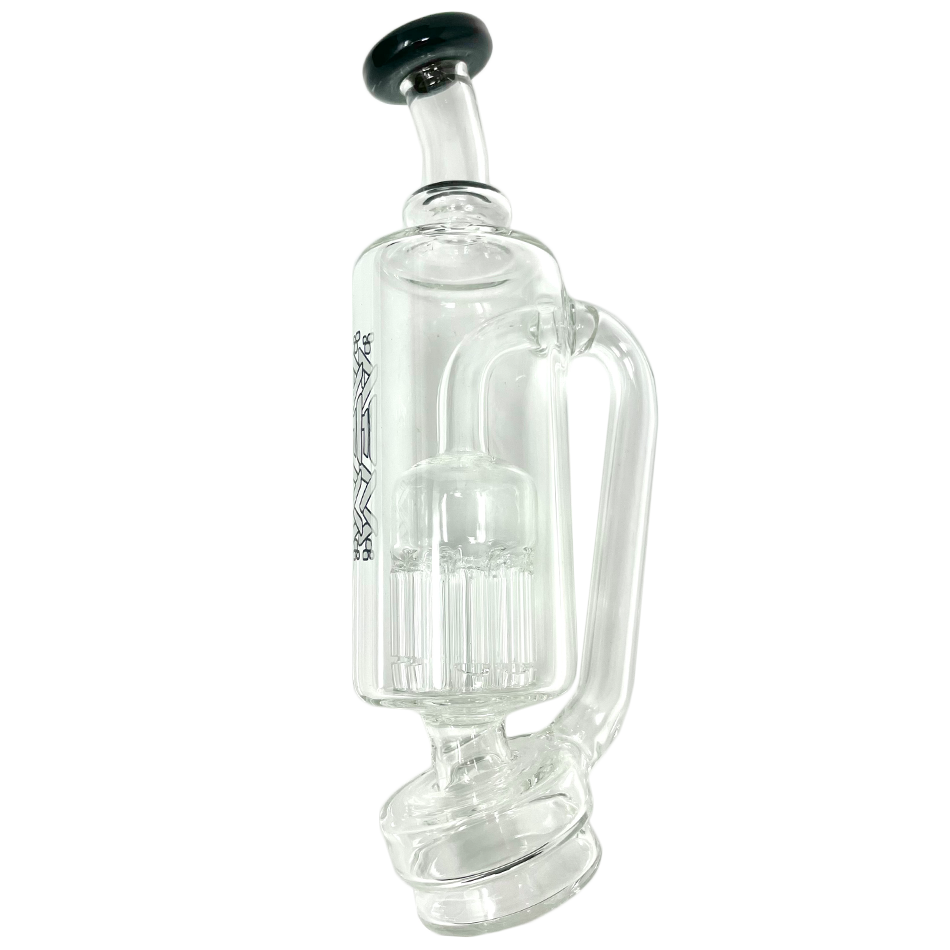 AFM 6" Puffco Peak Arm Attachment with Bent Neck and 14mm Joint, White Accents - Side View