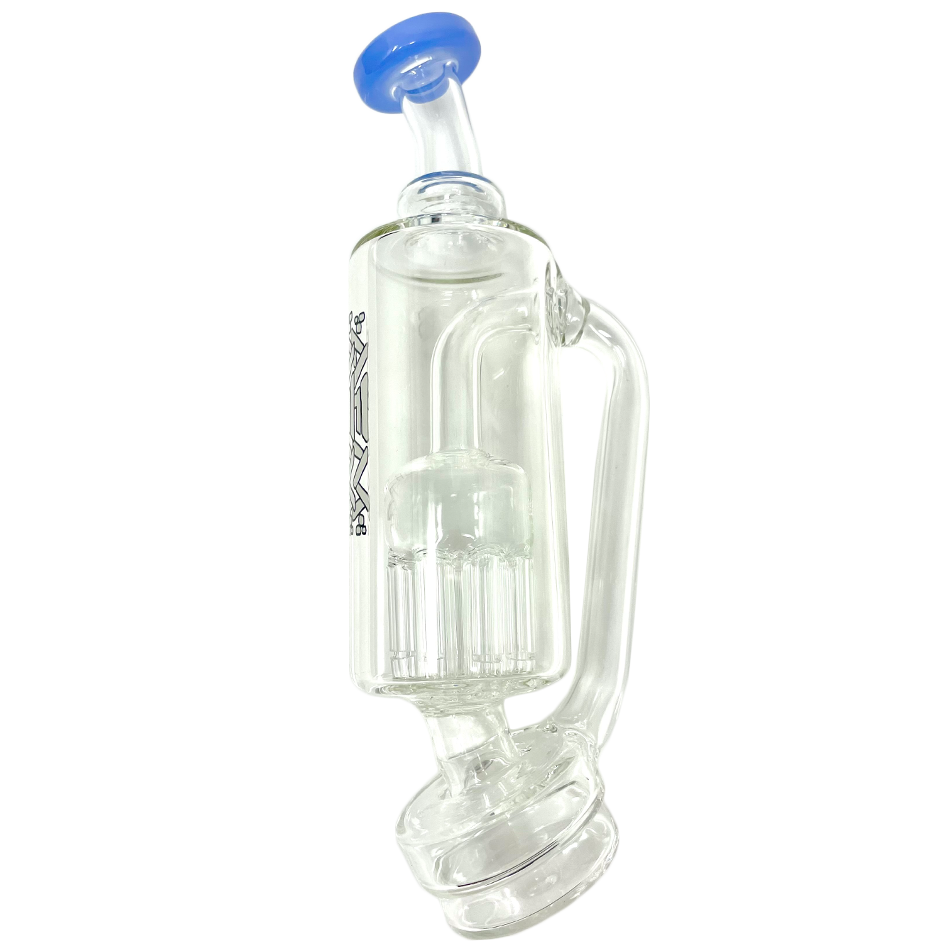 AFM 6" Puffco Peak Arm Attachment with Bent Neck and Colored Glass in White - Side View