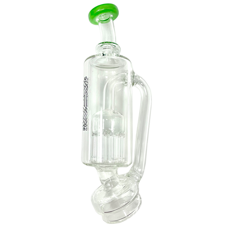 6" AFM Puffco Peak Arm Attachment in white, 14mm bent neck design, clear glass, side view