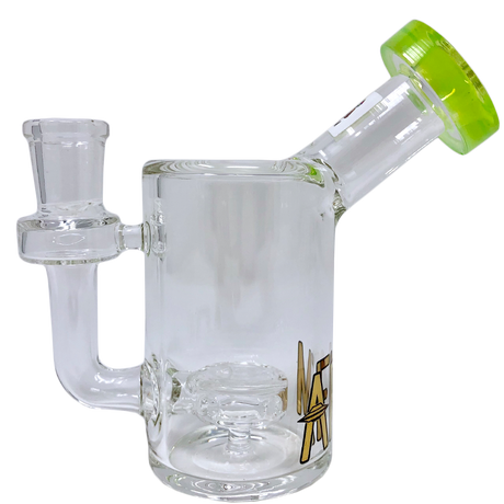 AFM 5.5" Tiny Can Glass Mini Dab Rig with Showerhead Perc and Green Accents - Side View