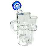 AFM 5.5" Power Can Clear Glass Mini Dab Rig with Blue Accents and Recycler Design