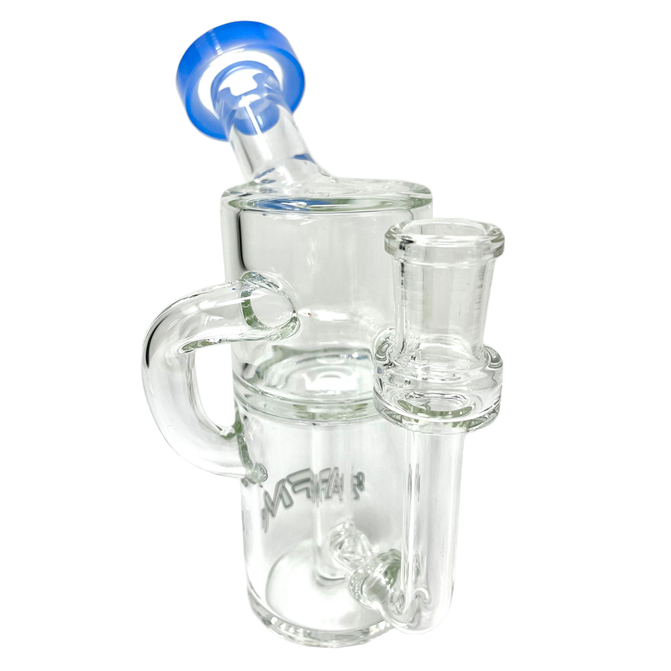 AFM 5.5" Power Can Clear Glass Recycler Mini Dab Rig with Blue Accents - Front View