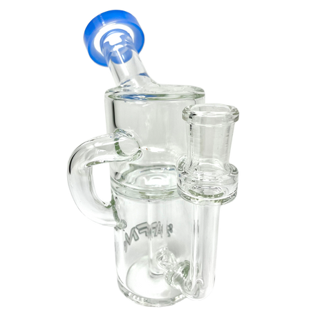 AFM 5.5" Power Can Clear Glass Recycler Mini Dab Rig with Blue Accents - Front View