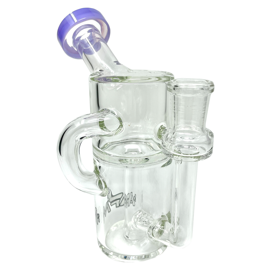 AFM Power Can Clear Glass Recycler Mini Dab Rig with Purple Accents - Front View