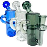 AFM Power Can Color Glass Recycler Mini Dab Rigs in blue, clear, and green variants with 14mm female joints