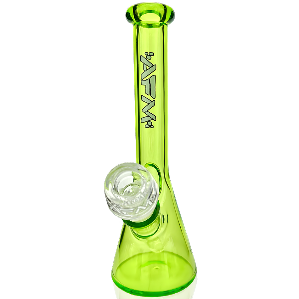 AFM 8" Nano Color Glass Mini Beaker Bong in vibrant green with 14mm female joint, front view