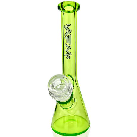 AFM 8" Nano Color Glass Mini Beaker Bong in vibrant green with 14mm female joint, front view