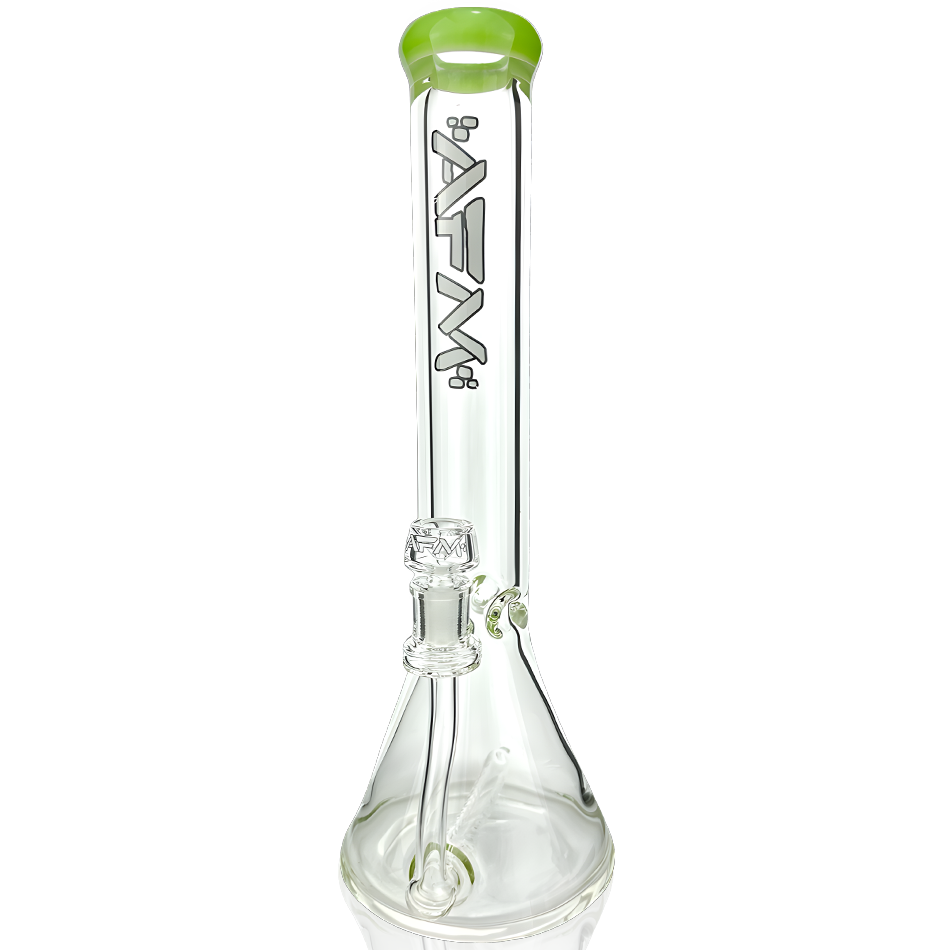 13" AFM Glass Beaker Bong with Inline Perc, Slime Colored Lip, and 9mm Thick Glass