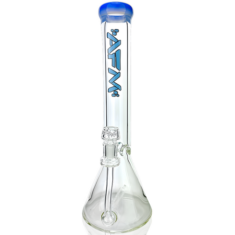 13" AFM Glass Beaker Bong with Inline Perc and Jade Blue Colored Lip - Front View