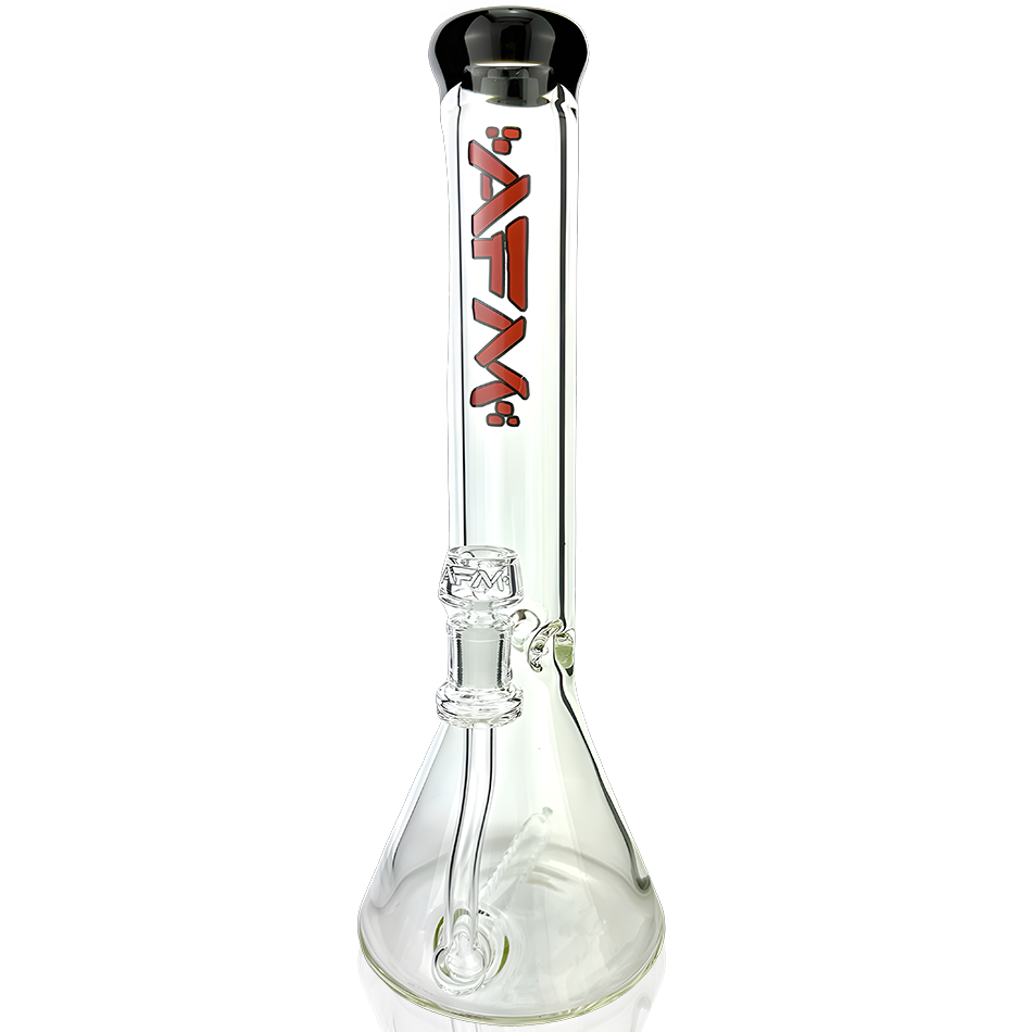 AFM Glass Beaker Bong with Inline Perc, Black Colored Lip, and 9mm Borosilicate Glass